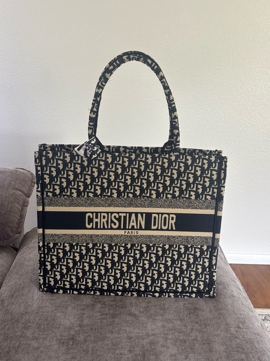 Dior Handbags - Dior Black and Beige Christian Dior Canvas Tote